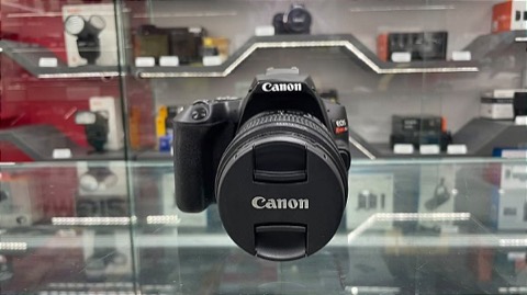 Canon SL3 seminova na vitrine da Rey Câmeras